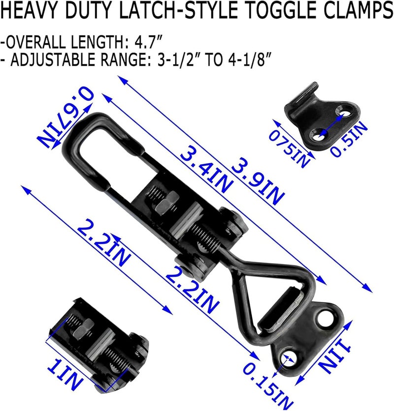 EVANCENT 10Pack Black Toggle Latch Clamp, Heavy Duty Latch-Style Toggle Clamp, Adjustable Pull Action Latch with Catch Plate, 360lbs Capacity Metal Quick Release Draw Latch for Jig Smoker Door Tool Boxes Trunk - Image 2